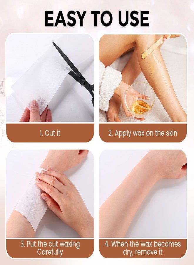 Tegeme Non-woven Wax Strip Roll, 3 x 150 Yard Muslin Epilating Roll with 100 Wood Wax Sticks White Non Woven Strip for Body and Facial Hair Removal Men Women, Tear-resistant, Lint-free - Image 4